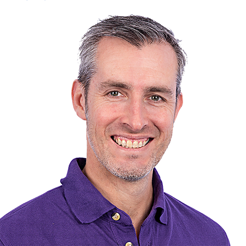 Geoff Newell at Appsbroker wearing purple branded polo