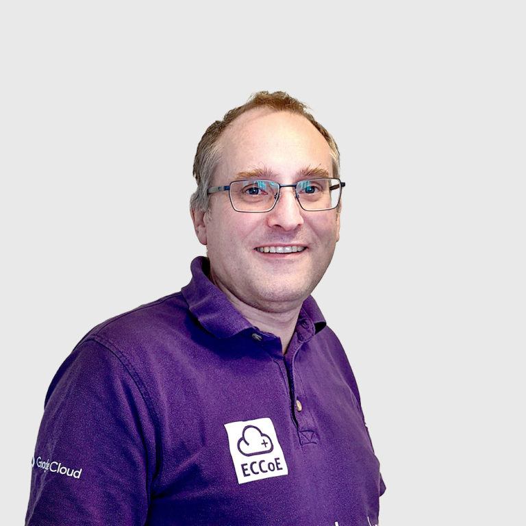 David Young at Appsbroker wearing purple branded polo