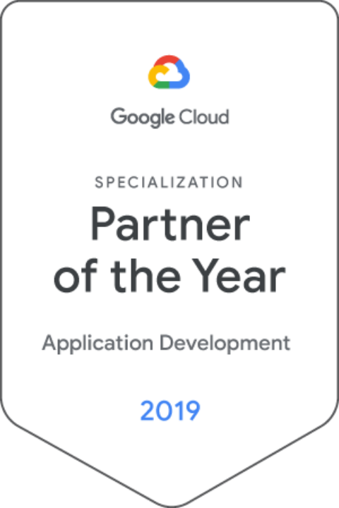 Appsbroker Google Cloud Specialization Partner of the Year Application Development 2019 badge