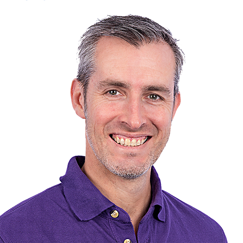 Geoff Newell at Appsbroker wearing purple branded polo
